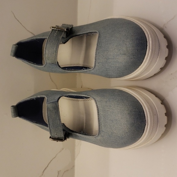 ASOS platform blue jean chuky maryjane shoes white sole Women's UK 7 (USA 9) - Picture 2 of 12